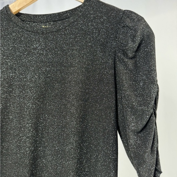 Kate Spade Dashing Beauty Metallic Puff Sleeve Sweater in Black Gold Size XS - Picture 4 of 9